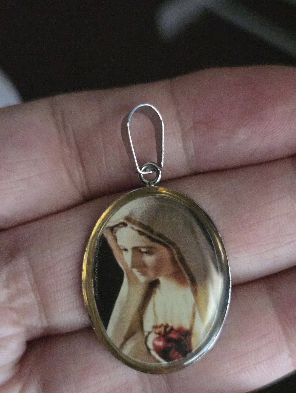 Michael Anthony Cream and Gold Religious Pendant Necklace